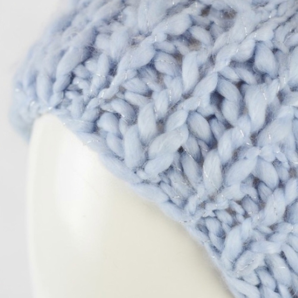🆕Mariah Blue Marled Chunky Knit Beanie Hat - Picture 3 of 4